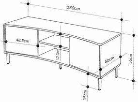 Έπιπλο τηλεόρασης Frem Megapap χρώμα ash green 150x40x55εκ.