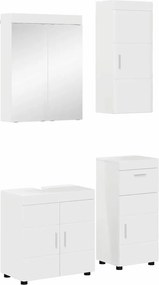 vidaXL Σετ Επίπλων Μπάνιου TULUM 4 pcs Υψηλής γυαλάδας λευκό
