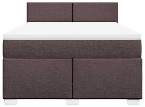 vidaXL Κρεβάτι Boxspring με Στρώμα Σκούρο Καφέ 140x190 εκ. Υφασμάτινο