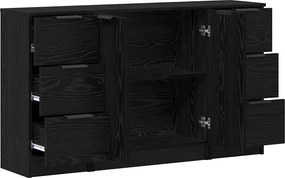 vidaXL Πλαϊνό γραφείο με συρτάρι 3 pcs Μαύρη Οξυά Επεξεργασμένο ξύλο