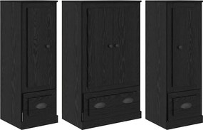 vidaXL Highboard με συρτάρι 3 pcs Μαύρη Οξυά Επεξεργασμένο ξύλο