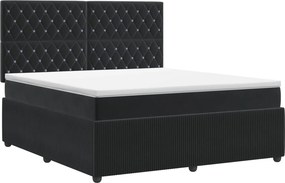vidaXL Κρεβάτι box spring με στρώμα Μαύρο 140 x 200 cm Βελούδο