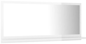 vidaXL Καθρέφτης Μπάνιου Γυαλιστερό Λευκό 80x10,5x37 εκ. Μοριοσανίδα