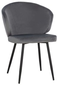 Πολυθρόνα Jiya HM8728.01 60x60x85cm Black-Grey Velvet, Metal