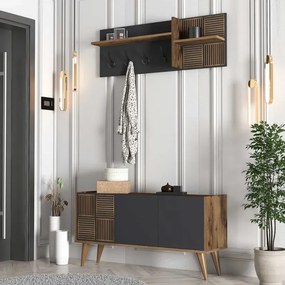 Stewehome Έπιπλο Εισόδου Λευκό με Κρεμάστρες &amp;amp; Ντουλάπι 120x35x60 cm