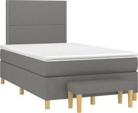 vidaXL Κρεβάτι Boxspring με Στρώμα Σκούρο Γκρι 120x190 εκ Υφασμάτινο