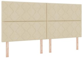 VidaXL LED Κρεβάτι με βάθρο με κεφαλάρι Κρεμ 200 x 200 cm ύφασμα