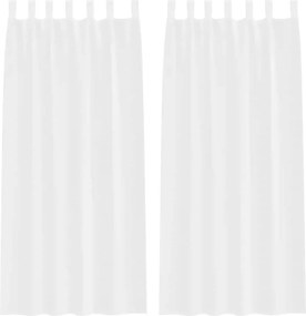 vidaXL Κουρτίνα βυσσινί 2 pcs Λευκό 260 x 140 εκ. Πολυεστέρας