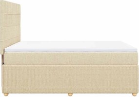 vidaXL Κρεβάτι Boxspring με Στρώμα Κρεμ 140x190 εκ. Υφασμάτινο