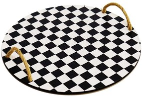 Δίσκος Σερβιρίσματος 283PLN1106 34,5x0,5cm Black-White Hermia Ξύλο