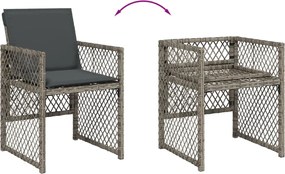 vidaXL Σετ Τραπεζαρίας Κήπου 9 τεμ. Γκρι Συνθ. Ρατάν με Μαξιλάρια
