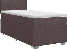 vidaXL Κρεβάτι box spring με στρώμα Σκούρο Καφέ 90 x 200 cm Ύφασμα