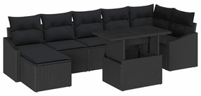 vidaXL Σετ Καναπέ Κήπου με μαξιλάρι 8 pcs Μαύρο