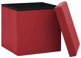 Σκαμπό Αποθήκευσης Πτυσσόμενο Μπορντό από PVC - Κόκκινο