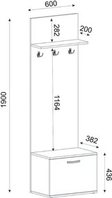 Έπιπλο εισόδου Track Megapap χρώμα sapphire oak 60x38,2x190εκ.