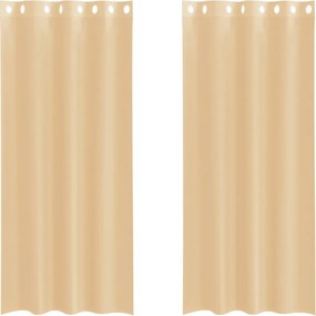 vidaXL Voile κουρτίνες με ροδέλες 2 τεμάχια Χρώμα Άμμου