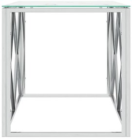 vidaXL Τραπέζι Σαλονιού 110x45x45 εκ. από Ανοξ. Ατσάλι και Γυαλί