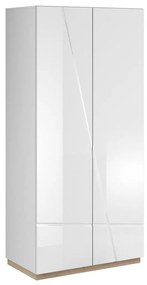 Ντουλάπα Fresno R100, Άσπρο, Γυαλιστερό λευκό, 191x90x51cm, Πόρτες ντουλάπας: Με μεντεσέδες