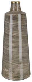 Βάζο Conical "Stripes" Μέταλλο Brown PU H. 48 cm D. 19 cm-05161123