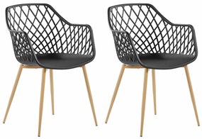 Καρέκλα Berwyn 1601, Ανοιχτό χρώμα ξύλου, Μαύρο, 86x50x51cm, 5 kg, Πλαστική ύλη, Μεταλλικά, Μπράτσα | Epipla1.gr