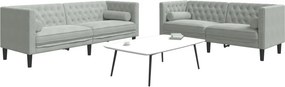 vidaXL Καναπές Chesterfield Σετ 2 Τεμ. με Στηρίγματα Αν. Γκρι Βελούδο