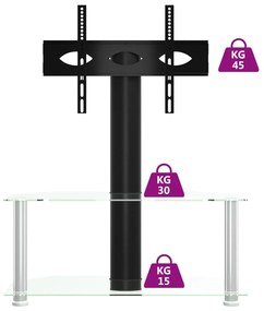 vidaXL Βάση Τηλεόρασης Γωνιακή 2 Επιπέδων για 32-70 Ιντσών Μαύρη/Ασημί