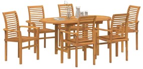 vidaXL Σέτ φαγητού για κήπο 7 pcs Καφέ Μασίφ ξύλο teak