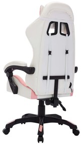 vidaXL Καρέκλα Racing με Φωτισμό RGB LED Ροζ/Μαύρο Συνθετικό Δέρμα