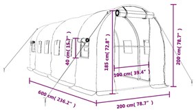 ΘΕΡΜΟΚΗΠΙΟ ΠΡΑΣΙΝΟ 12 Μ² 6 X 2 X 2 Μ. ΜΕ ΑΤΣΑΛΙΝΟ ΠΛΑΙΣΙΟ 3188018