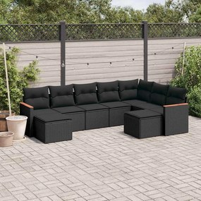vidaXL Patio Sofa Set 9-θέσια Black