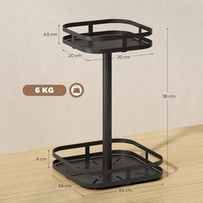 Περιστρεφόμενο ράφι μπαχαρικών, 2 επιπέδων, βεντούζες, μέταλλο, μαύρο