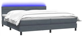 vidaXL Κρεβάτι Boxspring με Στρώμα Σκούρο Γκρι 180x210 εκ. Βελούδινο