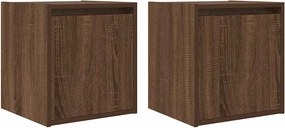 vidaXL Κομοδίνα Επιτοίχια 2 τεμ. Καφέ Δρυς 38x34x40 εκ.