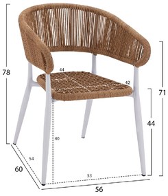 ΠΟΛΥΘΡΟΝΑ ΑΛΟΥΜΙΝΙΟΥ EULO ΛΕΥΚΗ ΜΕ ΣΥΝΘΕΤΙΚΟ RATTAN ΜΠΕΖ HM5783.02 56x60x78Y εκ.