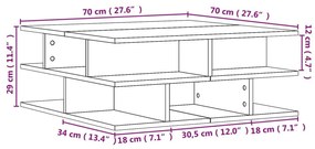 Τραπεζάκι Σαλονιού Sonoma Δρυς 70x70x29 εκ. Επεξεργασμένο Ξύλο - Καφέ