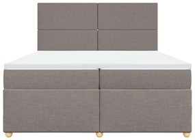 Κρεβάτι Boxspring με Στρώμα Taupe 200x200 εκ. Υφασμάτινο - Μπεζ-Γκρι