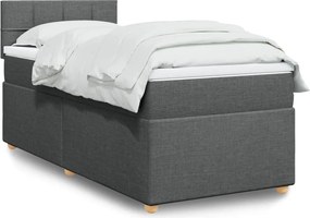 vidaXL Κρεβάτι Boxspring με Στρώμα Σκούρο Γκρι 90x190 εκ. Υφασμάτινο