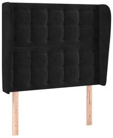 Κεφαλάρι με Πτερύγια Μαύρο 83x23x118/128 εκ. Βελούδινο - Μαύρο