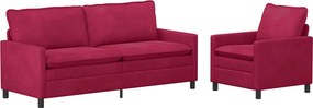vidaXL Σετ Καναπέ 2 pcs Κόκκινο Βελούδο
