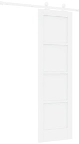 vidaXL Συρόμενη Πόρτα  με Σετ Εξαρτημάτων Λευκή 61x198,5 εκ Συμπαγές Ξύλο Πεύκης