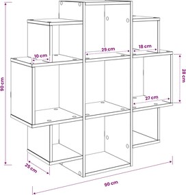 vidaXL Ράφι Τοίχου Μαύρη Δρυς 90 x 25 x 90 εκ. Επεξεργασμένο Ξύλο