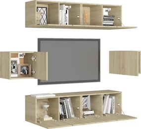 vidaXL Έπιπλα Τηλεόρασης Σετ 6 Τεμαχίων Sonoma Δρυς από Επεξ. Ξύλο