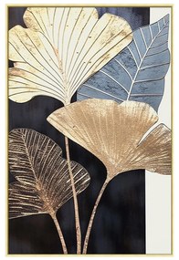 WALL PAINTING  BEIGE PS FRAME-PRINTED CANVAS WITH BROAD LEAVES 52,5x2,8x72,5Hcm.