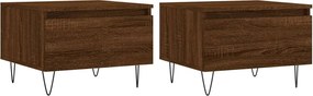 vidaXL Τραπεζάκια Σαλονιού 2 τεμ. Καφέ Δρυς 50x46x35 εκ. Επεξ. Ξύλο