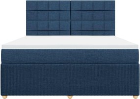 vidaXL Κρεβάτι Boxspring με Στρώμα Μπλε 180x200 εκ. Υφασμάτινο