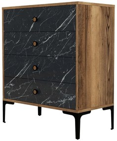 Συρταριέρα Lizbon 845HCT1206 76x40x90,7cm Marble Effect Black-Walnut