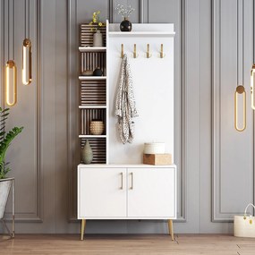 Έπιπλο Εισόδου Λευκό / Χρυσό VIYANA 90x35x202