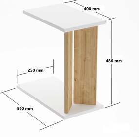 Βοηθητικό Τραπεζάκι Sapphire Δρυς / Λευκό FLUDOPO 25x50x48.6