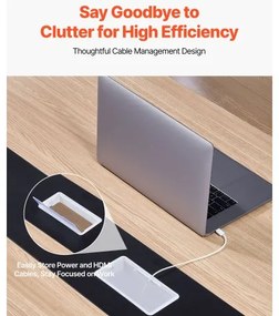 VEVOR Conference Table, 2400 mm Office Meeting Table for 10 Person, Modern Rectangle Seminar Desk with Metal Legs, Large Meeting Desk Ideal for Office, Boardroom, Conference Room, Easy Assembly, Brown