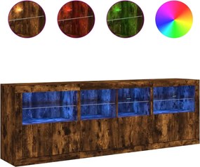 vidaXL Ντουλάπι με LED Καπνιστή Δρυς 202 x 37 x 67 εκ.